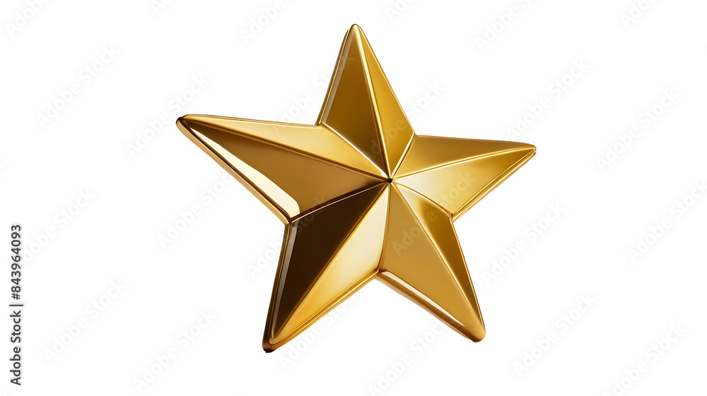Wall mural 3d golden star isolated on transparent background