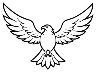 Naklejka premium A powerful eagle with spread wings in line art style