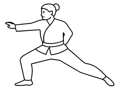 recommend clip art: A simple line drawing of a person practicing martial arts