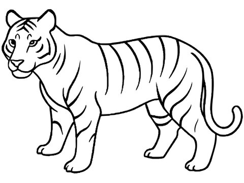 recommend clip art: A powerful tiger prowling in the jungle in line art style