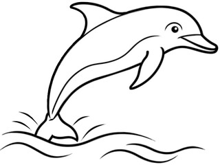 Obraz premium A playful dolphin jumping out of the water in line art style