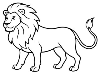 Fototapeta premium A majestic lion with a flowing mane in line art style