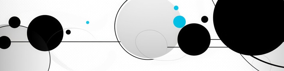 Black and White Abstract Banner with Circles for LinkedIn, Facebook, AI Generated
