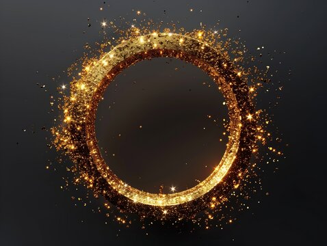 A gold circle with glitter on it. The circle is the main focus of the image - Powered by Adobe