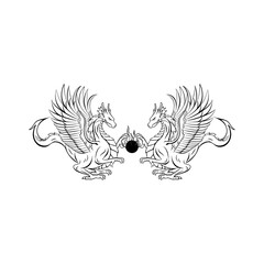 dragon illustration for tattoo design logo vector design
