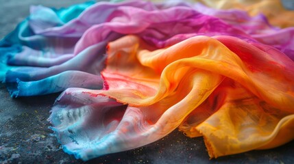Calm blend of liquid fabric dyes on a wet cloth. 