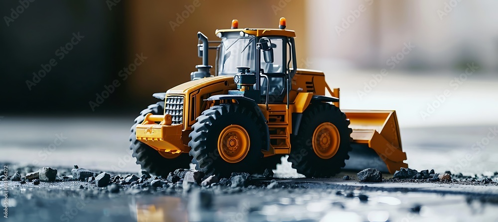 Poster ultrawide banner for construction website featuring a loader with a dedicated area for copy or brand
