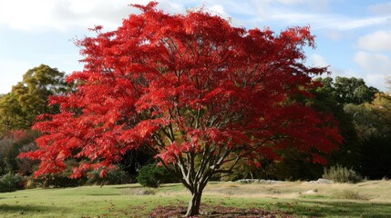A tree displaying lovely red foliage
