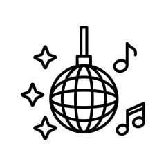 Disco ball icon. Disco, dance, nightlife club. Party celebration birthday holidays event carnival festive color editable