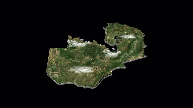 Zambia 3D Country Map Animation Transparent Alpha