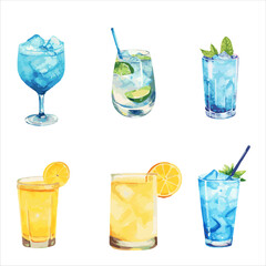a set of four different types of drinks