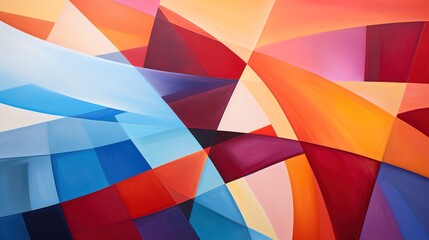 Obraz premium featuring abstract geometric shapes in a spectrum of bright colors, creating a dynamic and lively composition