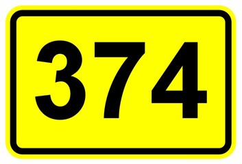 Illustration eines Schildes der Bundesstraße B 374 in Deutschland.	
