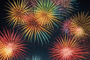 Fototapeta premium A dynamic fireworks pattern with explosive designs and bright colors