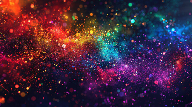 Enchanting showcase of vibrant particles, crafting a joyous and enchanting ambiance