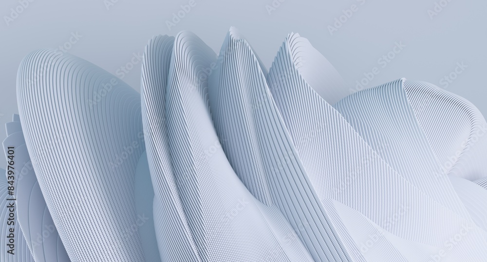 Fototapete 3d render of abstract detailed shape. empty space for text. minimal futuristic background.