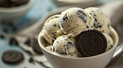 Delicious cookies and cream ice cream.