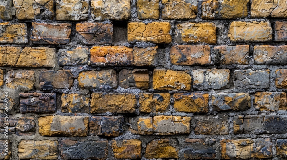 Wall mural Background of an weathered brick wall with a rough texture