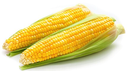 Fresh uncooked corn on white background with cutout
