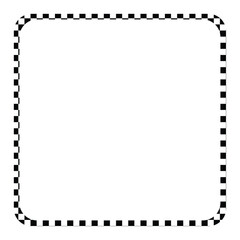 Rectangle frame with checkered print on borders. Rectangular vignette with checkerboard, race flag or chess game pattern isolated on white background.