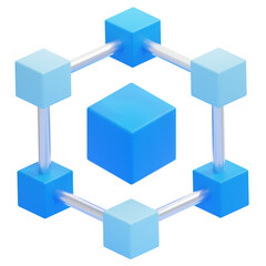 Obraz premium PNG 3D Blockchain icon isolated on a white background