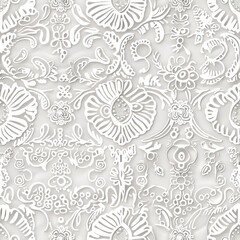 Seamless A white floral patterned fabric with a lot of detail