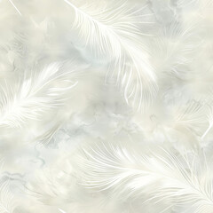 Obraz premium Seamless A white feather pattern on a grey background