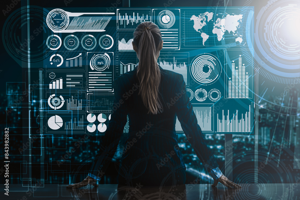 Aufkleber big data technology for business finance analytic concept. modern interface shows massive informatio