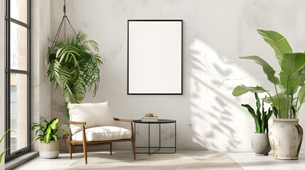 empty frame mockup in Living room wall poster mockup