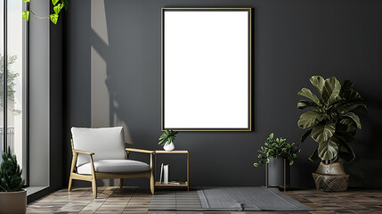 empty frame mockup in Living room wall poster mockup