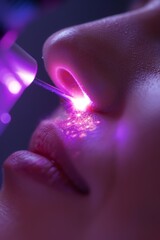 Obraz premium Close-Up of Laser Skin Treatment Targeting Pigmented Spot for Dermatological Procedure