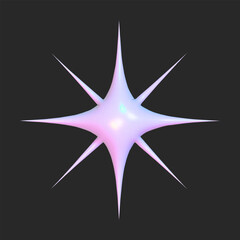 Realistic 3d star holographic y2k for web design. Trendy geometric element. Vector y2k illustration