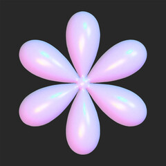 Realistic 3d flower holographic y2k for web design. Trendy geometric element. Vector y2k illustration