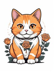 Fototapeta premium illustration of a cat t-shirt design streetwear 