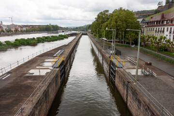 Lock canal in Würzburg for shipping on the Main