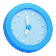 PNG 3D Blue Clock icon isolated on a white background