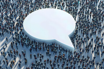 crowd forming a talk bubble, 3d render