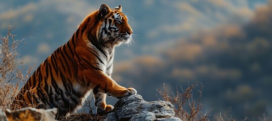 A Wildlife Banner Showcasing a Majestic Tiger Standing Gracefully