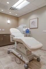 Modern Clinic Room with Advanced IPL Phototherapy Equipment and Comfortable Treatment Bed