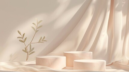 Modern Pink Podium with Round Platform and Soft Lighting Effects