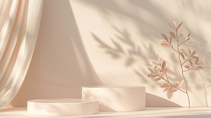 Modern Pink Podium with Round Platform and Soft Lighting Effects