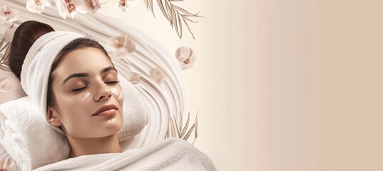 Elegant Spa Marketing Banner Featuring Microdermabrasion Services with Serene Client and Promotional Text Space