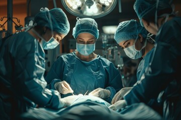 Surgical Team Performing Operation in Hospital Operating Room