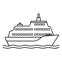 Obraz premium Large Ferry or Passenger Ship Used for Transportation - Vector Illustration