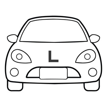 recommend clip art: Learner Driver Car Front View with L Sign, Vector Illustration