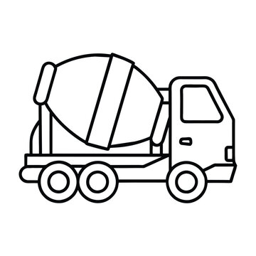 recommend clip art: Line drawing icon of a cement mixer truck in vector format
