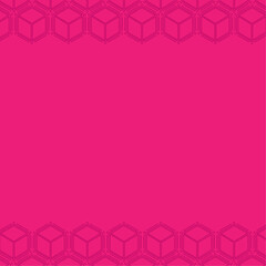 Pink color background hexagons cubes abstract frame border decoration template card vector