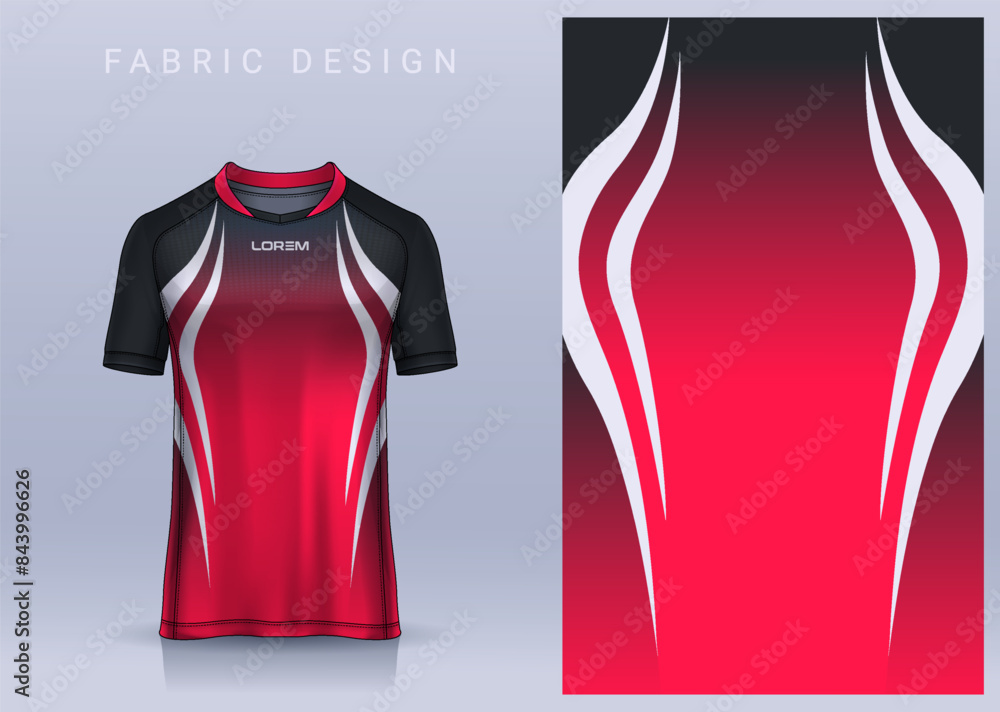 Wall mural Fabric textile design for Sport t-shirt, Soccer jersey mockup for football club. uniform front view.	