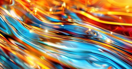 Abstract colorful flowing lines in blue and orange tones. Perfect for backgrounds and artistic design projects.