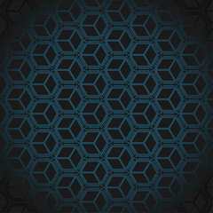 Abstract hexagons geometric shape isometric industry steel blue and black